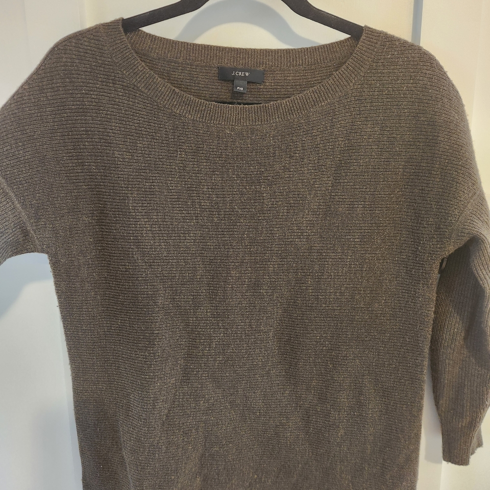 J. Crew Women's Olive Green Wool Blend Crew Neck Sweater